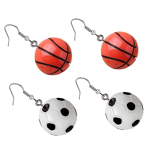 Gogogmee 2 Paare Sportliche Ohrringe Resin Mini Fußball und Basketball Hängende Ohrringe für Frauen Farbenfrohes Ohrschmuck für Partys und Alltag von Gogogmee