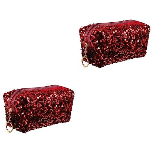 Gogogmee 2 Stück Make-up-Taschen Glänzende Pailletten Große Kulturtasche Für Damen Leicht Zugänglicher Reißverschluss von Gogogmee