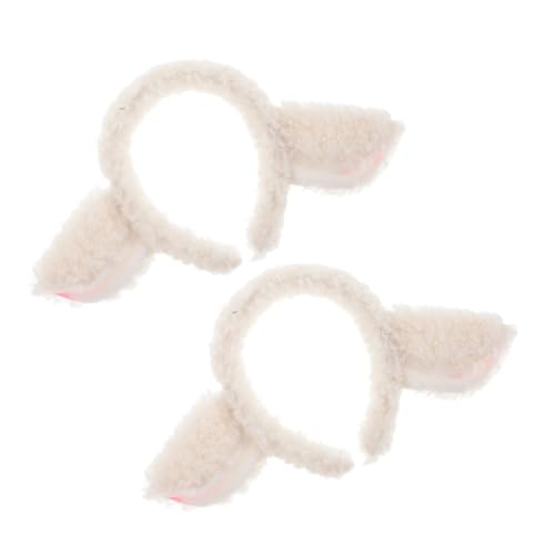 Gogogmee 2 STÜCK Plüsch Schaf Ohr Haarreifen Flauschiges Fleece Cartoon Stirnband Kuscheliges Tierkostüm Zubehör Komfortabel Für Koreanische Performance Party von Gogogmee