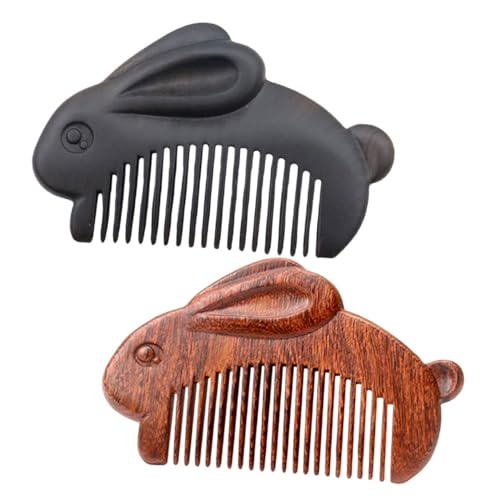 Gogogmee 2 STÜCK Teiliges Tragbarer Holzkamm für Frauen Handliche Bunny Kämme aus Robustem Sandelholz zum Entwirren und Stylen Unterwegs Kompakt und Schonend für Glattes Haar von Gogogmee