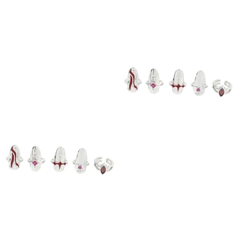 Gogogmee 2sätze Roten Fingernagel Ringe Nail Tip Schmuck Für Frauen Modische Nail Jewelry Zur Finger Dekoration Langlebig Und Stilvoll Für Verschiedene Outfits von Gogogmee