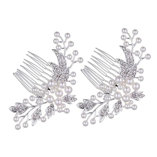 Gogogmee 2stücke Perlen-haarkämme Elegante Hochzeits-haaraccessoires Für Frauen Braut-haarkämme Für Besondere Anlässe Dekorative Mit Perlen Und Metalldetails von Gogogmee