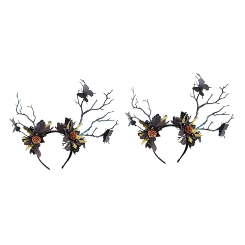 Gogogmee 2 Stk Stirnband halloween mitgebsel wampir halloween Hirschgeweih Blumenstirnbänder Haarreifen aus Geweih haarreifen damen halloween deko Halloween-Requisite hinterlässt Haarband von Gogogmee