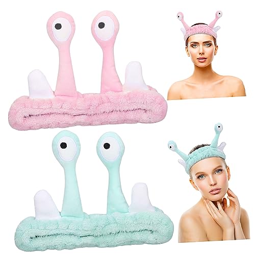 Gogogmee 2stücke Tier-stirnbänder Snail Makeup Headband Aus Korallensamt Süße Gesichtwasch-haarbänder Für Zuhause Gym Und Spa Komfortabel Und Leicht Zu Reinigen Cartoon-design Grün von Gogogmee