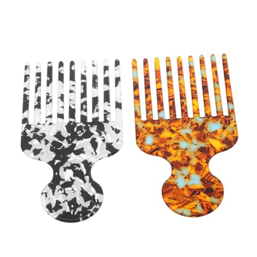 Gogogmee 2 Stück Antistatische Afro Hair Pick Kämme aus Buntem Acetat Professionelle Zähne Entwirren und Stylen für Männer und Frauen Vielseitiges Salon und Reise Hairstyling Werkzeug von Gogogmee