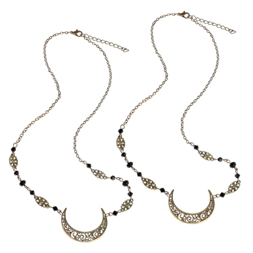 Gogogmee 2 Stück Bohemian Teiliges Headchain mit Mondanhänger Filigraner Stirnketten Schmuck für Damen und Mädchen Universelle für Hochzeiten Partys Festivals und Alltag von Gogogmee