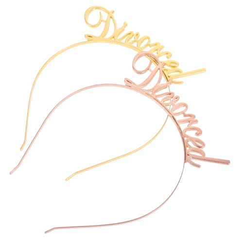 Gogogmee 2 Stück Divorced Buchstaben Haarreif aus Legierung Modische Party Haarschmuck in Gold und Roségold Bequeme Stirnbänder für Frauen und Mädchen Eleganter Look für Besondere Anlässe von Gogogmee