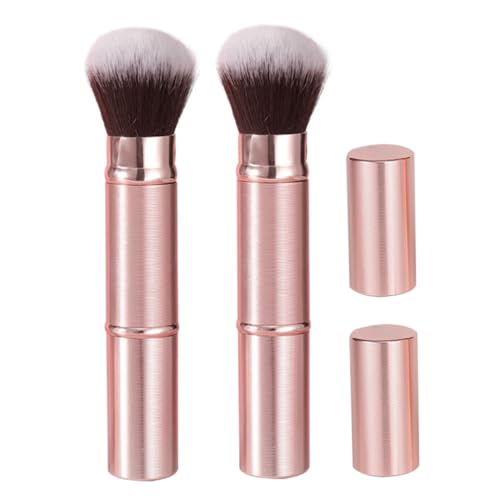 Gogogmee 2 Stück Doppelseitiger Zusammenklappbarer Make Up Pinsel mit Schutzkappe Tragbar Einziehbar Vielseitig für Foundation Lidschatten Reise Beauty Tool für Unterwegs und Büro von Gogogmee