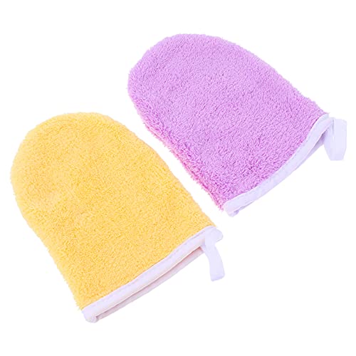 Gogogmee 2 Stück Gesichtsreinigungshandschuhe Waschbare Make Up Entferner Handschuhe aus Mikrofaser Wiederverwendbar für Empfindliche Haut für Sanfte Gesichtsreinigung von Gogogmee