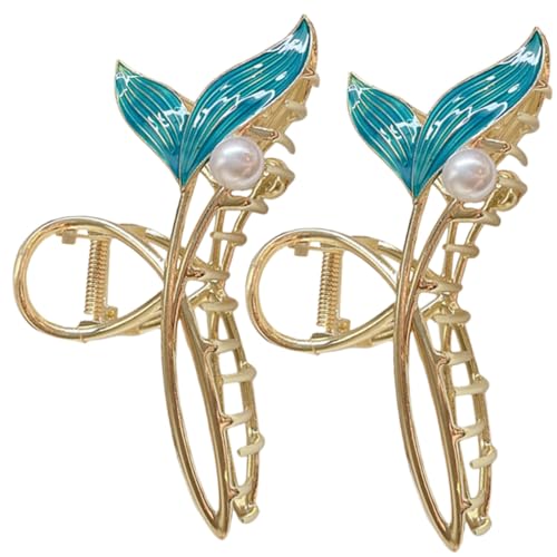 Gogogmee 2 Stück Große Blaue Meerjungfrau Haarklammer Extra Große Haarkralle für Dickes Langes Haar Modisches Haarschmuck für Damen für Alltag Festival Geburtstag und Valentinstag von Gogogmee