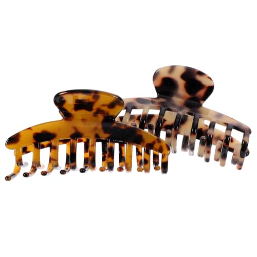 Gogogmee 2 Stück Große Haarklammer Damen Leopardmuster Acetat Haarspange für Dickes und Dünnes Haar Haarspange Dutt Clip Rutschfeste Styling Clips für Alltag und Beauty Routine von Gogogmee