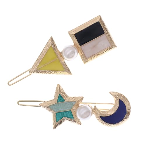 Gogogmee 2 Stück Haarklammern mit Geometrischen Stern Mondformen Modische Damen Haarspangen mit Perlenverzierung Vielseitige Haarschmuck accessoires für Alltag und Festliche Anlässe von Gogogmee