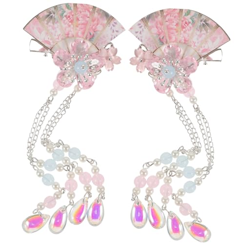 Gogogmee 2 Stück Hanfu Haarklammern Quasten Haarnadeln Retro Haarspangen für Damen und Mädchen Leichte Kleine Haarschmuck Clips mit Perlen Geeignet für Hochzeit Party und Alltag von Gogogmee