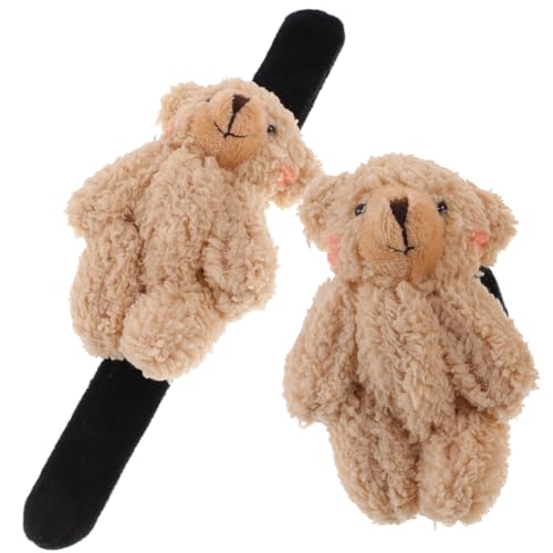 Gogogmee 2 Stück Niedliche Kleine Bären Snap Armbänder für Erwachsene Weiche Plüsch knickarmbänder mit Tiermotiv Sicher und Hautfreundlich Geschenk für Mädchen und Partyzubehör von Gogogmee