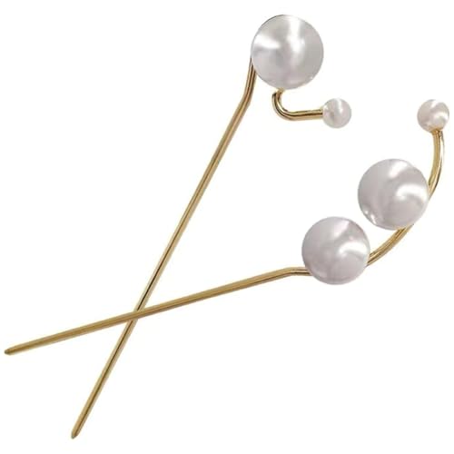 Gogogmee 2 Stück Perlen haarnadeln Metall Haarstäbchen Traditioneller Haarschmuck Elegant Einfach für Alltag Hochzeit Party Festliche Frisuren Damen Mädchen von Gogogmee