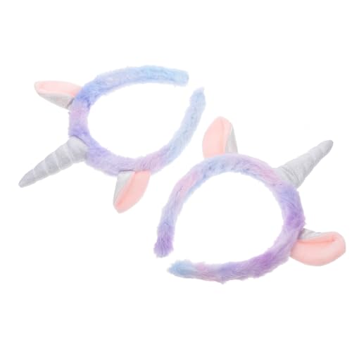 Gogogmee 2stücke Plüsch Einhorn Stirnband Junge Mädchen Party Haarband Schöne Makeup Stirnband Kopfschmuck Für Mädchen Und Damen von Gogogmee