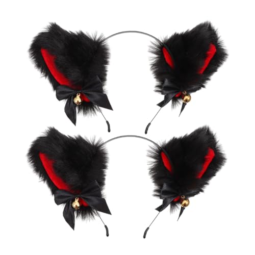 Gogogmee 2 Stück Plüsch Katzenohren Haarreif Leichtes Tragbares Cosplay Party Zubehör mit Glocke Weiches Material Niedliches Stirnband für Geburtstag Karneval Mädchen von Gogogmee