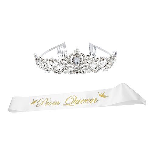 Gogogmee 2 Stück Prom Queen Schärpe und Tiara Set Langlebiger Haarschmuck mit Kamm für Abschlussball Hochzeit Party und Legierungsmaterial Festlicher Kopfschmuck von Gogogmee