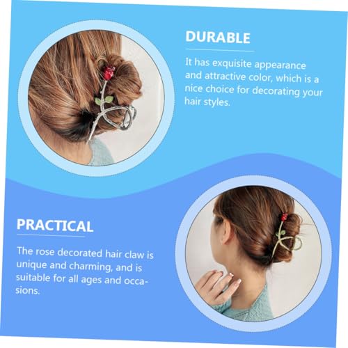 Gogogmee 2 Stück Retro Metall Haarklammer mit Roter Rosenblüte Kleine Haarklammern Eleganter Haarschmuck für Frauen und Mädchen für Alltag und Besondere Anlässe von Gogogmee