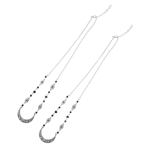 Gogogmee 2 Stück Retro Stirnband mit Hohlem Mondmuster Verstellbare Kopfschmuckkette aus Glas Vintage Haarschmuck für Damen und Mädchen Vielseitig Tragbar als Halskette und Stirnband von Gogogmee