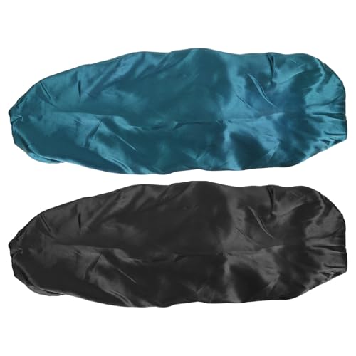 Gogogmee 2 Stück Satin Schlafhaube Lang mit Knopf Elastische Haarhaube Damen Nachtmütze zum Schutz Lockerer Haare Hautfreundlich Wiederverwendbar Geeignet für Haartypen von Gogogmee