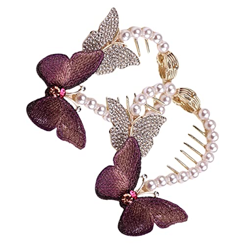 Gogogmee 2stücke Strass-schmetterling Haarklammern Elegante Haarspangen Für Dutt Und Pferdeschwanz Funkelnde Perlen-haarclips Für Damen Und Mädchen Für Hochzeiten Und Partys von Gogogmee