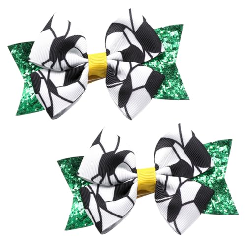 Gogogmee 2 Stück Süße Fußball Haarspangen für Mädchen Leichte Feste Haarklammern mit Glitzer Bogen Niedliche Haarschleifen für Sport Party Alltag Haarschmuck Zubehör von Gogogmee