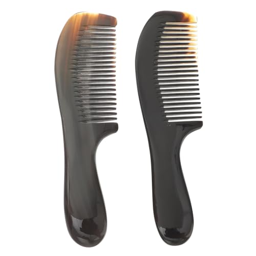 Gogogmee 2 Stück Teiliges Büffelhornkamm Feinzahnig Antistatisch mit Kopfhaut Massagefunktion Natürlicher Hornkamm für Damen Ergonomischer Griff Glattes Design Geeignet für Tägliche und von Gogogmee