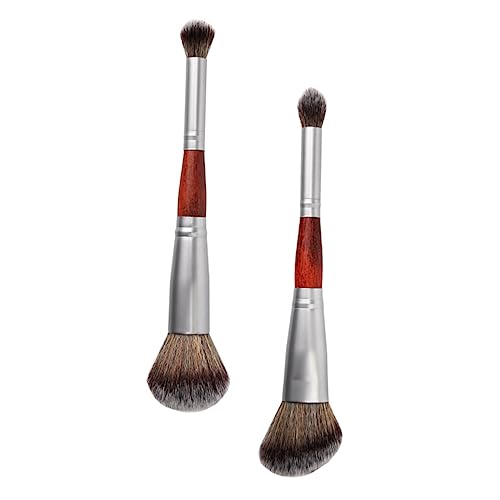 Gogogmee 2 Stück Teiliges Dual end Make up Pinsel Weiche Premium fasern Kompakt und Leicht Mit Rundem Schrägem Puder highlighter pinsel Vielseitig für Foundation Lidschatten und von Gogogmee