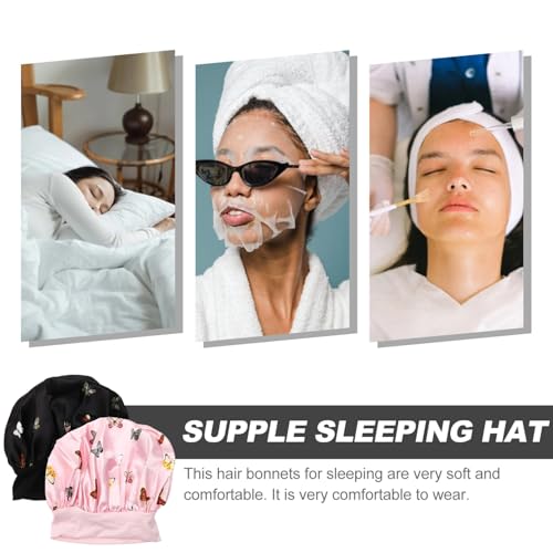 Gogogmee 2 Stück Teiliges Satin Damen Krempe Weiche Bonnet Mützen für Haare Knotenschutz Beim Schlafen Waschbar Wiederverwendbar für Make up und Gesichtsreinigung von Gogogmee