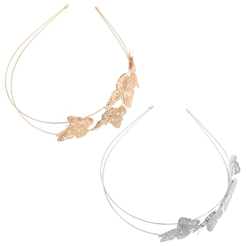 Gogogmee 2 Stück Teiliges Schmetterling Haarreif Leichte Krone in Gold Silber Französisches Design Druckfreier Komfort Vielseitiges Braut und Party Haaraccessoire für Damen und Mädchen von Gogogmee