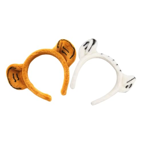 Gogogmee 2 Stück Teiliges Tigerohren Haarband Plüsch Haarschmuck für Damen Party Cosplay Kostüm Karneval Gelb Weiß Niedlich Weich Langlebig von Gogogmee