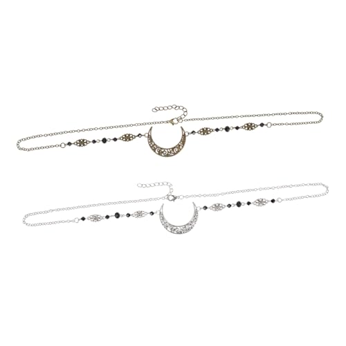 Gogogmee 2 Stück Teiliges Vintage Haarkettenset mit Mondmuster Eleganter Kopfschmuck für Damen Natürliches Design als Hochzeitsschmuck Party und Festival Accessoire von Gogogmee