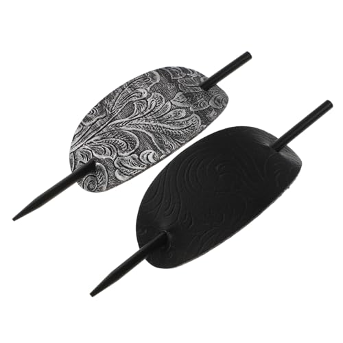 Gogogmee 2 Stück Vintage Haarnadeln Ovaler Haarschmuck aus PU Leder Stab Haarklammern für Frauen Sicherer Bequeme Anwendung Stilvolle Frisurenhalter für Dutt und Pferdeschwanz von Gogogmee