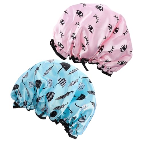 Gogogmee 2 Stück Wasserdichte Duschhaube mit Elastischem Schützende Badekappe für Haare Beim Duschen Kochen und Schlafen Universalgröße für Damen und Herren Langlebig und Praktisch von Gogogmee