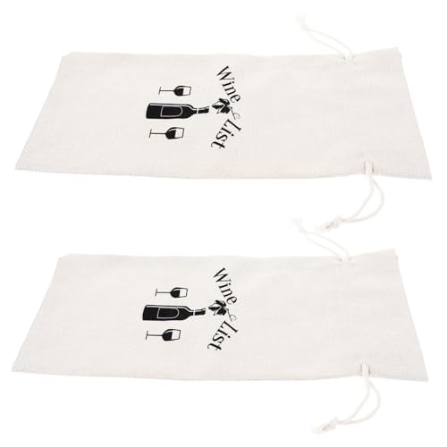 Gogogmee 2 Stück Weinflaschen geschenktüten aus Baumwoll leinen mit Kordelzug Strapazierfähige Flaschenverpackung mit Weinmotiviertem Muster Dekorativ für Weihnachten Hochzeit Party von Gogogmee