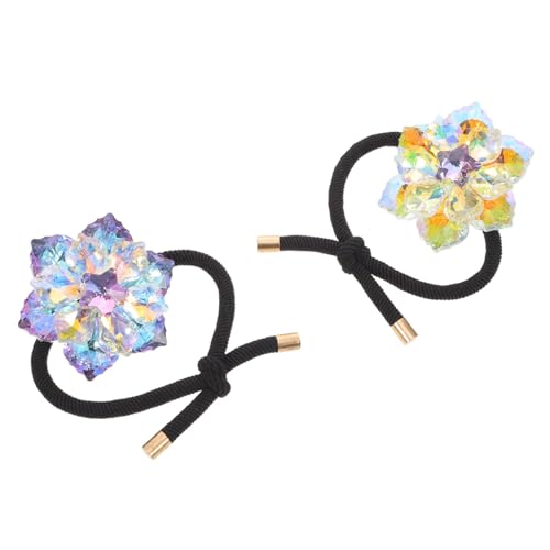 Gogogmee 2 Stücke Kristallblumen Haarbänder mit Elastischen Funkelnden Strass-scrunchies in Violett und Champagner Modische Haargummis für Damen und Mädchen Langlebige Elegante von Gogogmee