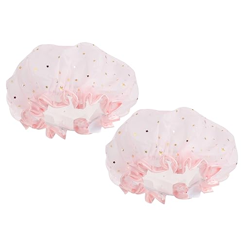 Gogogmee 2 Stücke Wasserdichte Badkappen Frauen Dusche Kappen Badekappen Make-up Caps Für Mädchen von Gogogmee