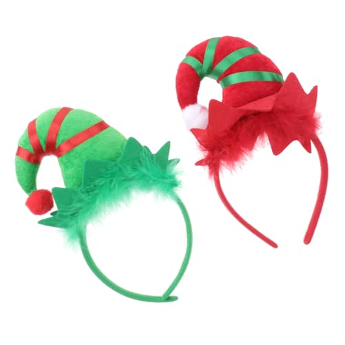 Gogogmee 2 Weihnachtlicher Haarreif mit Roten und Grünen Hörnern Leichtes Lustiges Stirnband für Mädchen und Damen Festlicher Kopfschmuck für Weihnachten Karneval und Party von Gogogmee