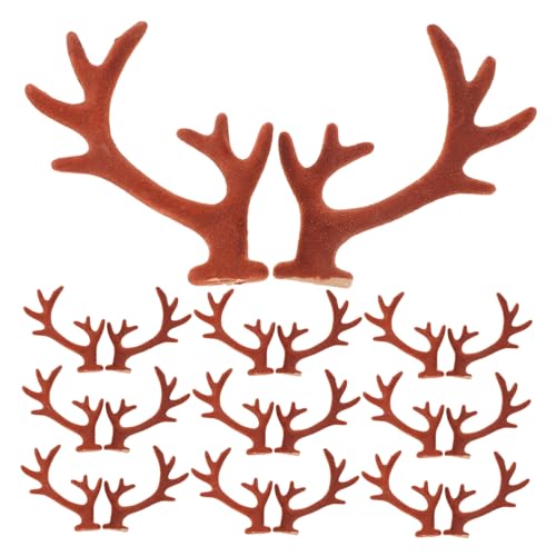 Gogogmee 20 Stück Teiliges DIY Haarreif mit Beflockten Hirschgeweihen Bastelmaterial für Weihnachtsdeko und Haaraccessoires Braune Geweihstücke für Kopfschmuckgestaltung von Gogogmee