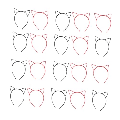 Gogogmee 20 Stück Teiliges Katzenohren Haarreif in Schwarz und Rot Flexibles Langlebiges Party haarband für Damen und Mädchen Zubehör für Kostüm Weihnachts Cosplay partys von Gogogmee
