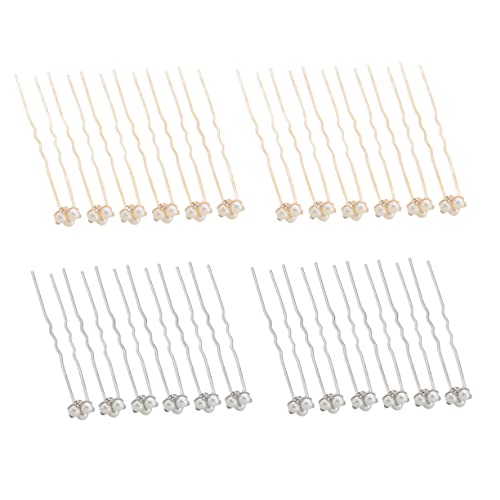 Gogogmee 24 Stück Teiliges Set U Förmige Haarnadeln mit Perlen und Strass Eleganter Haarschmuck für Hochzeiten und Partys für Damen und Mädchen Silber und Roségold von Gogogmee