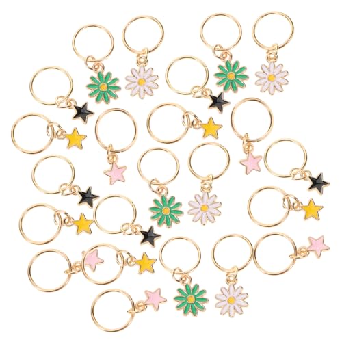 Gogogmee 25 Stück Teiliges Haarschmuck Dreadlock Ringe aus Zinklegierung mit Stern Blüten und Stern Anhängern Modische Haar Charms für Zöpfe und Geflochtenes Haar Vielseitig für Frauen und von Gogogmee
