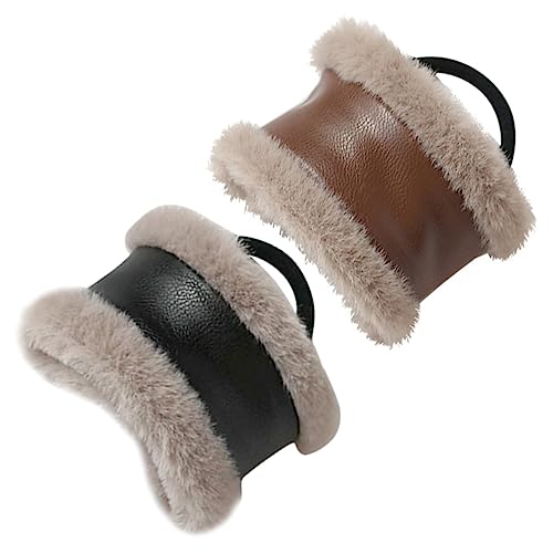 Gogogmee 2stücke Pferdeschwanzhalter Pu Leder Haarwickel Vintage Elastische Haargummis Für Damen Alltag Winter Geburtstagsgeschenk von Gogogmee