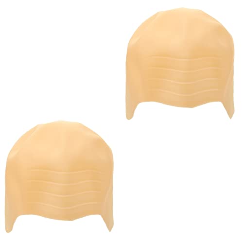 Gogogmee 2St Kopfbedeckung Glatze für Perücke Glatze für Mönchs-Cosplay beige Hut Perückenköpfe Kostüme the hallow halllowen toupet Glatze für Erwachsene Glatze aus Silikon Kieselgel Yellow von Gogogmee