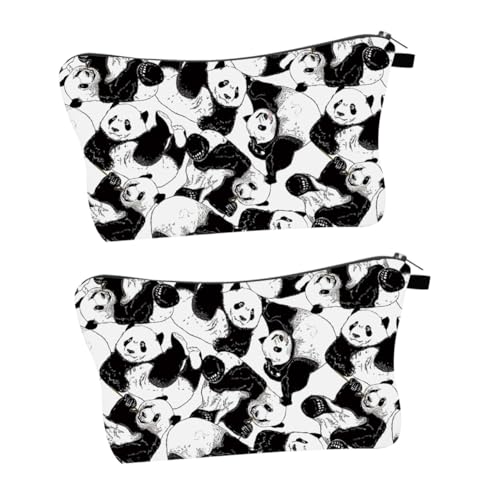 Gogogmee 2St Kosmetiktasche reisekosmetikkoffer Beauty-Make-up-Tasche Panda- Reißverschluss Make-up-Pinseletui Make-up-Taschen Kulturbeutel Damen Aufbewahrungstasche Polyester Black von Gogogmee
