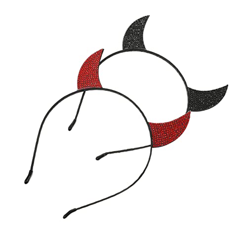 Gogogmee 2stücke Teufelshörner Haarreifen Halloween Kopfband Mit Strasssteinen Für Kostüme Und Partys Schwarze Und Rote Varianten Accessoires Für Erwachsene von Gogogmee