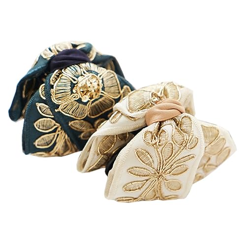 Gogogmee 2stücke Haarklauenclip Mit Blumenstickmuster Stoff Haarklammer Für Damen Und Mädchen Haar Zubehör Für Büro Schule Und Party von Gogogmee