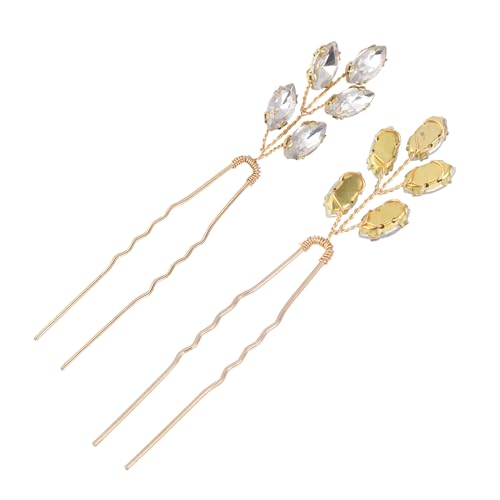 Gogogmee 2stücke U-förmige Strass Haarnadeln Glänzendes Kristallmaterial Elegante Haarschmuck Zubehör Für Tägliche Schnitte Und Brautschmuck von Gogogmee