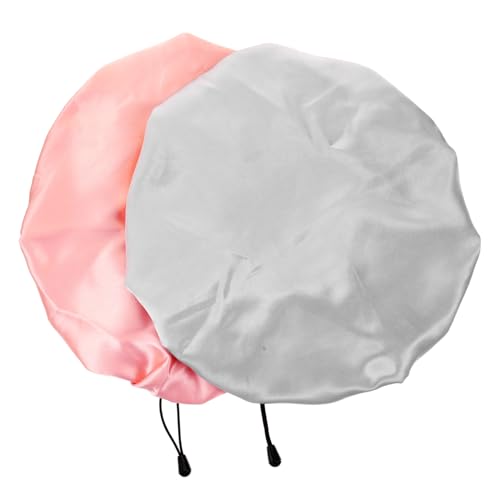 Gogogmee 2Stücke Satin Schlafkappen Verstellbare Doppelseitige Hauben für Damen für Nacht und Duschgebrauch Wiederverwendbar von Gogogmee